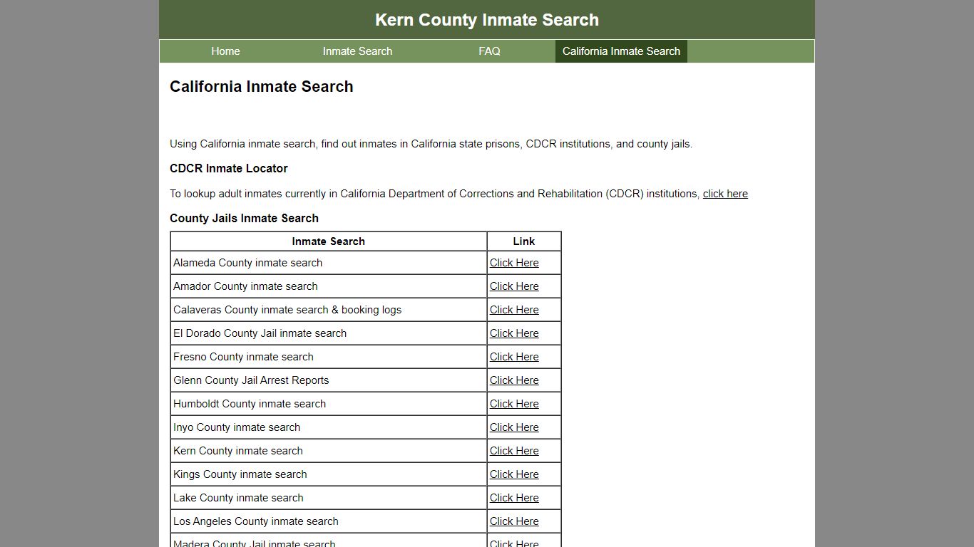 California Inmate Search - Kern County Inmate Search